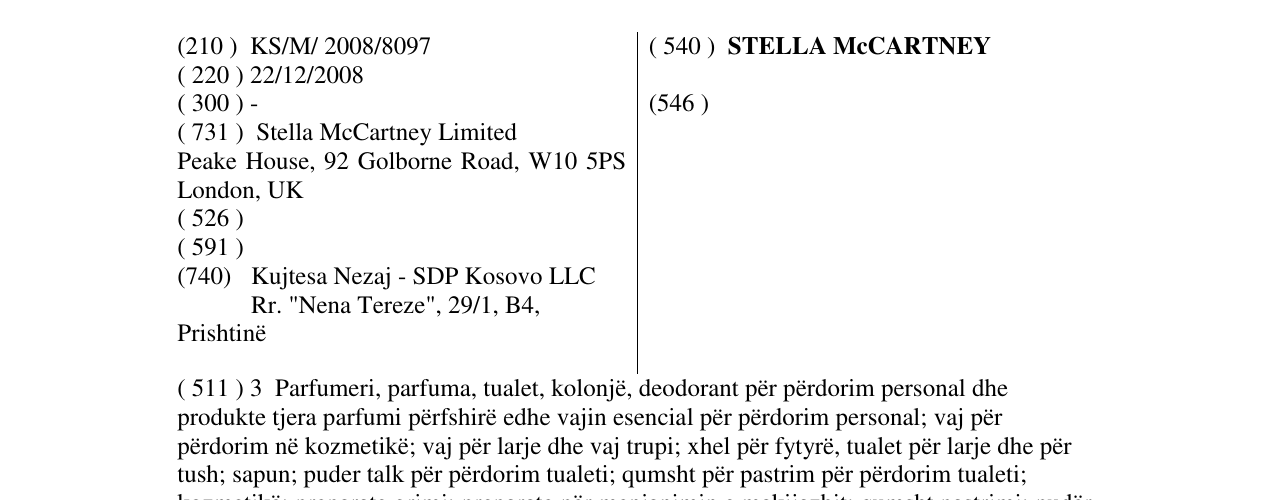 Zëri i markës STELLA McCARTNEY në buletin