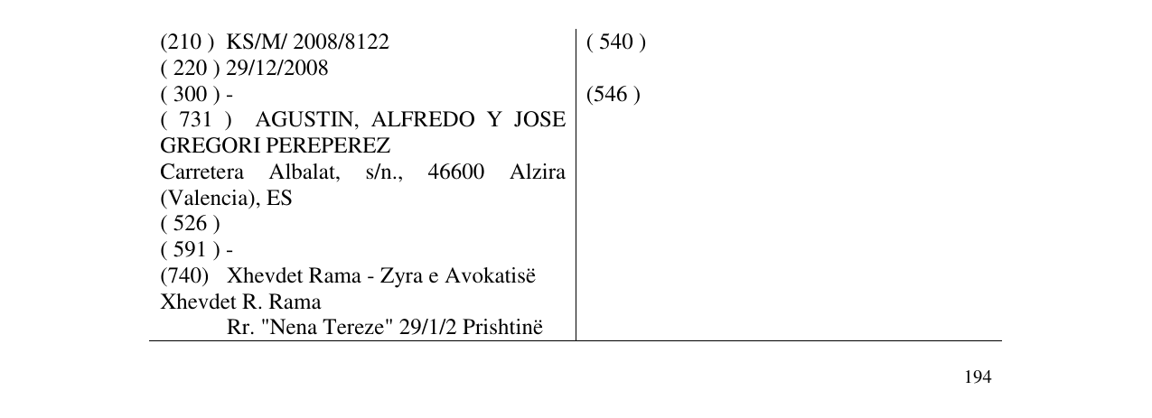 Zëri i markës GREFUSITO në buletin