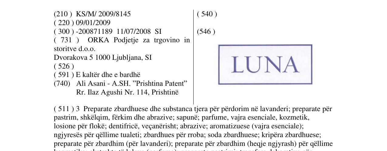 Zëri i markës L U N A në buletin