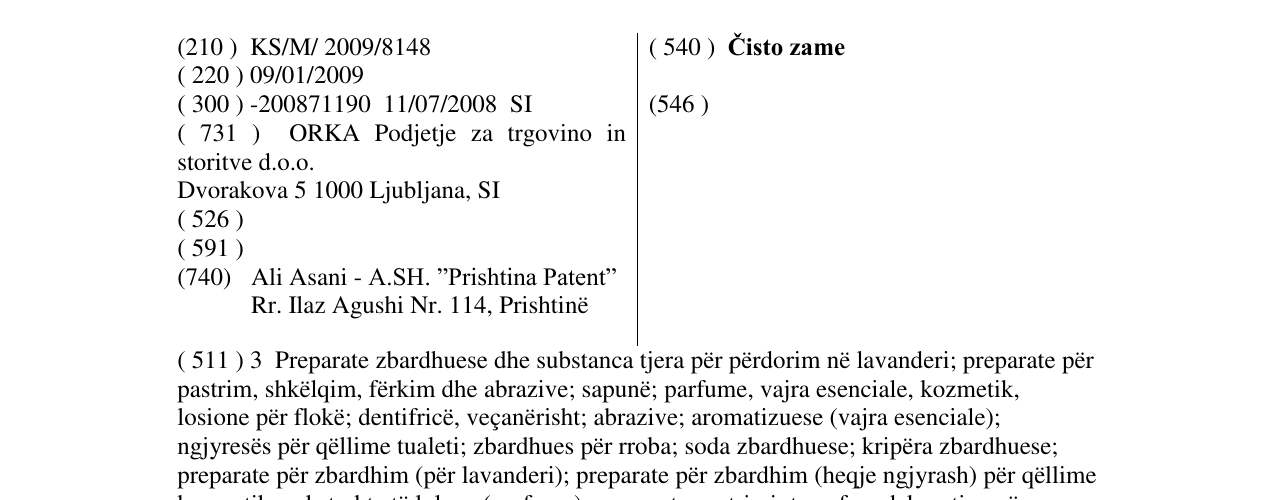 Zëri i markës Čisto zame në buletin