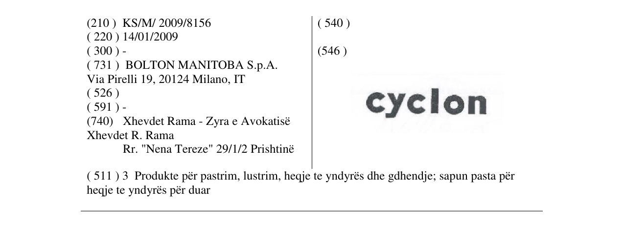 Zëri i markës cyclon në buletin