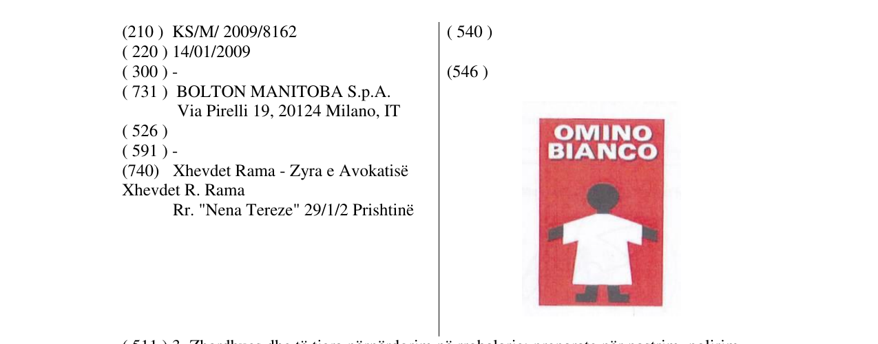 Zëri i markës OMINO BIANCO në buletin