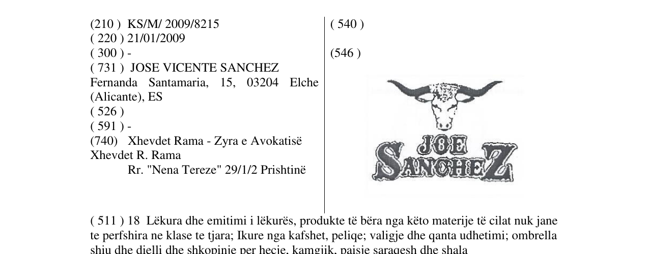 Zëri i markës JOE SANCHEZ në buletin