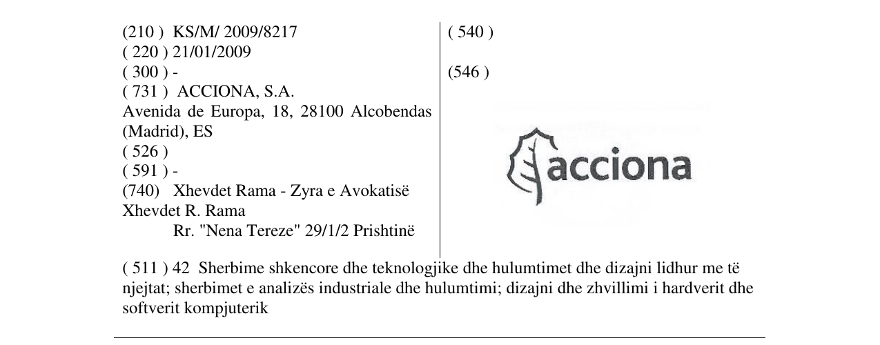 Zëri i markës acciona në buletin