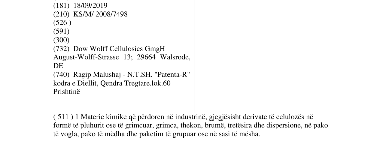 Zëri i markës Walocel në buletin
