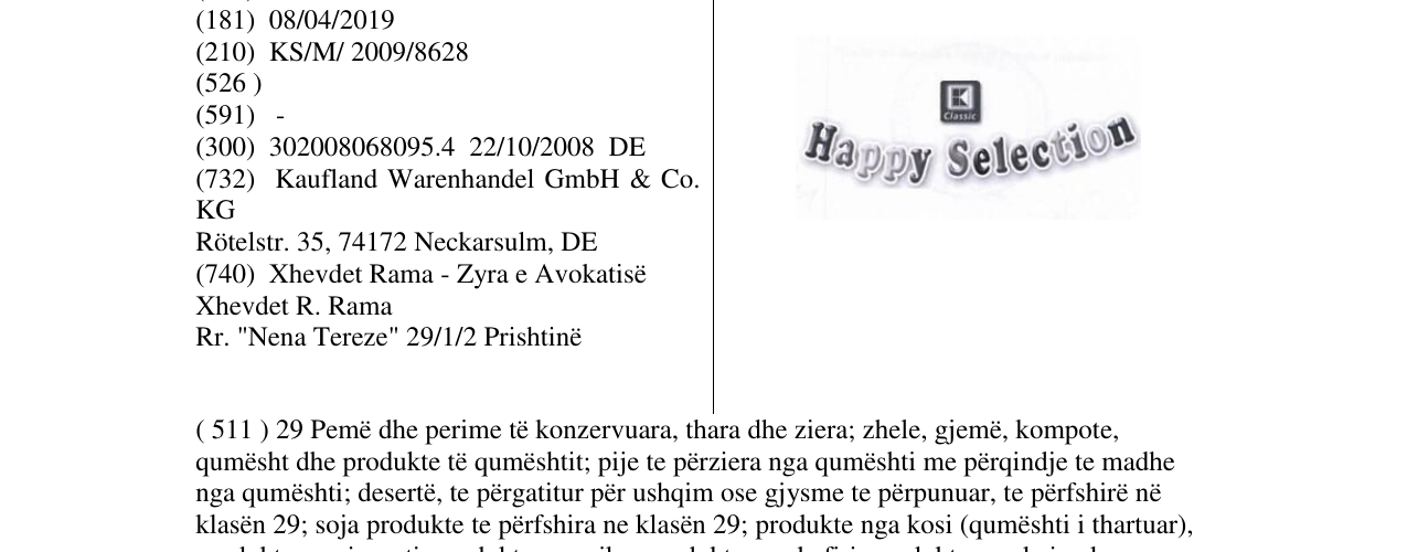 Zëri i markës Happy Selection në buletin