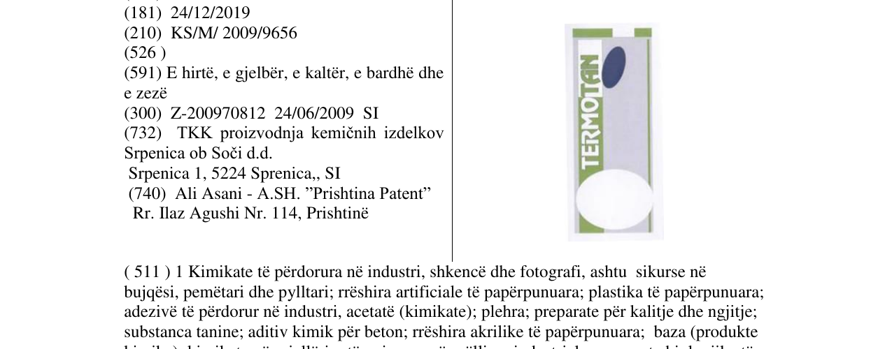 Zëri i markës TERMOTAN në buletin