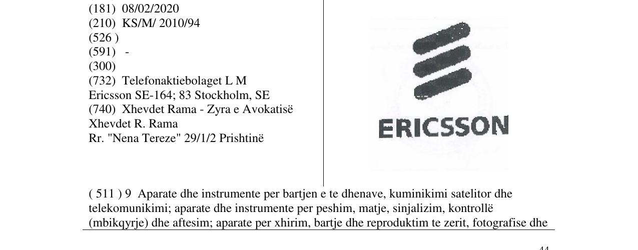 Zëri i markës ERICSSON në buletin