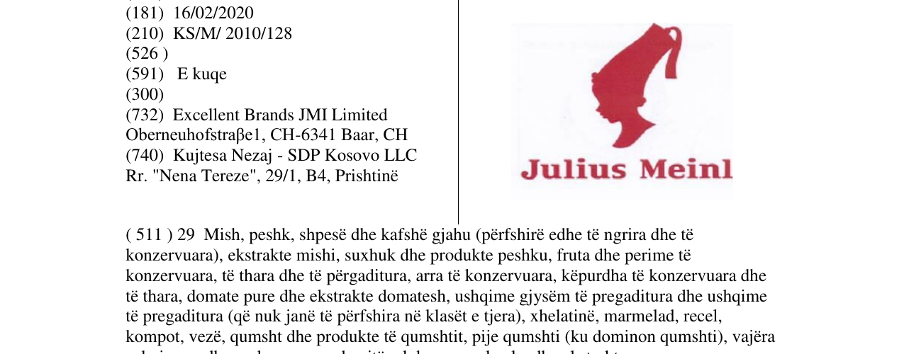 Zëri i markës Julius Meinl në buletin