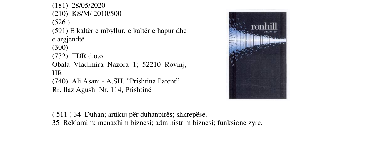 Zëri i markës ronhill UNLIMITED në buletin