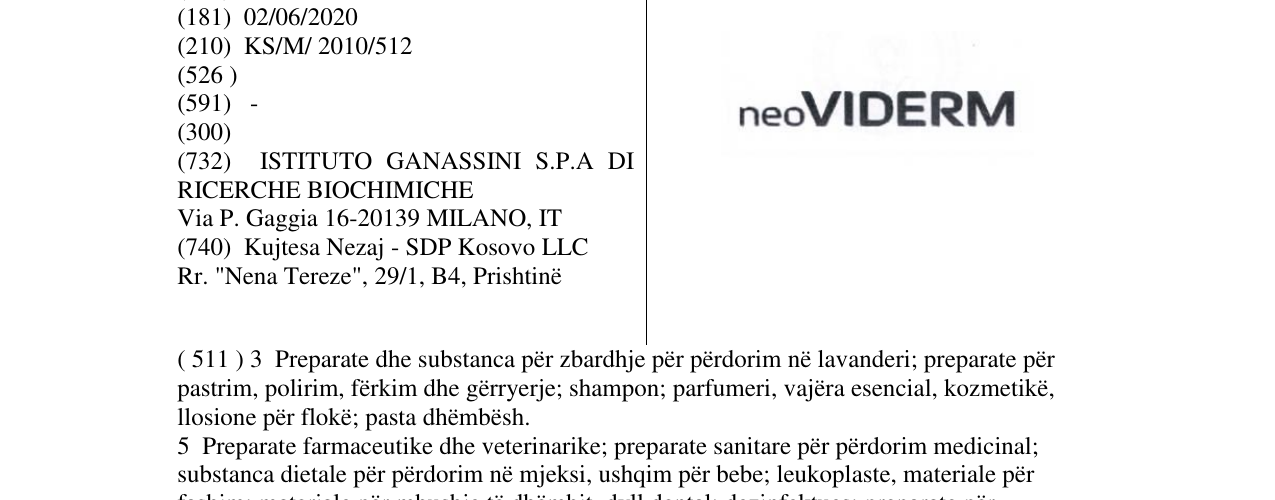 Zëri i markës neoVIDERM në buletin