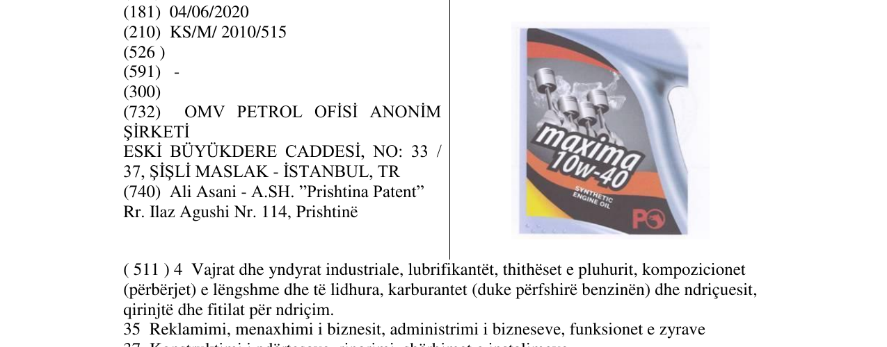 Zëri i markës maxima 10w-40 në buletin