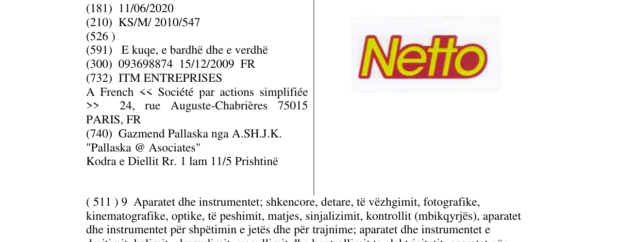 Zëri i markës Netto në buletin