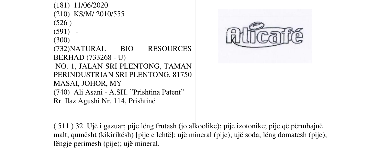 Zëri i markës Alicafe në buletin