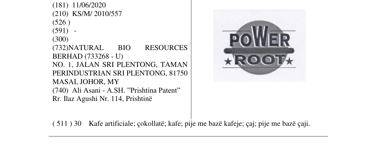 Zëri i markës POWER ROOT në buletin