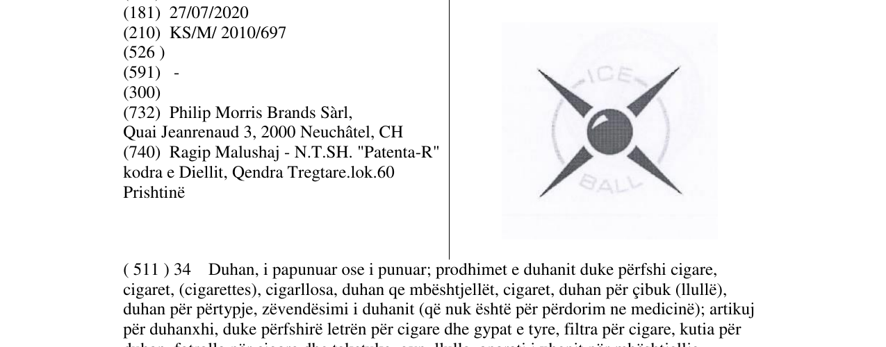 Zëri i markës ICE BALL në buletin