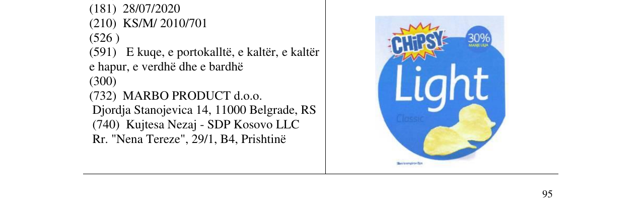 Zëri i markës CHIPSY Light në buletin