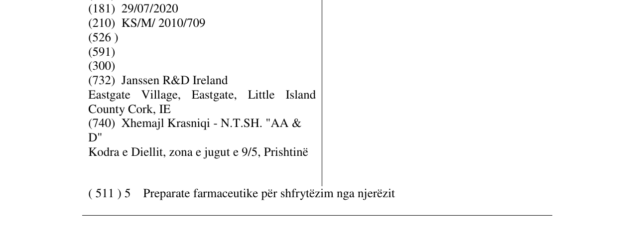 Zëri i markës COURENA në buletin