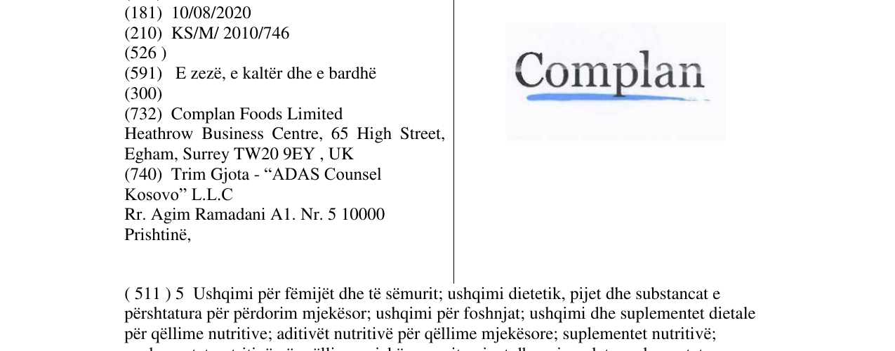 Zëri i markës Complan në buletin