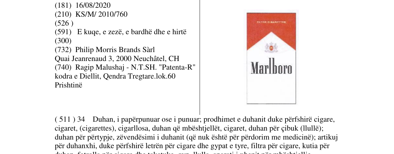Zëri i markës Marlboro në buletin