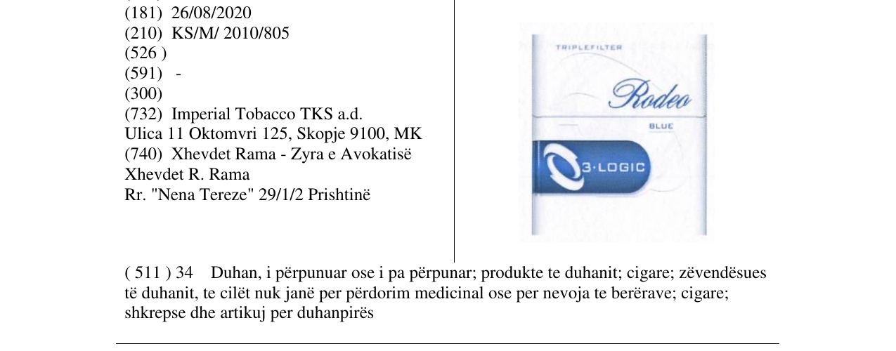 Zëri i markës Rodeo BLUE në buletin