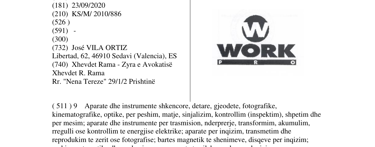 Zëri i markës WORK P R O në buletin