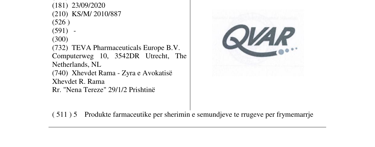 Zëri i markës QVAR në buletin