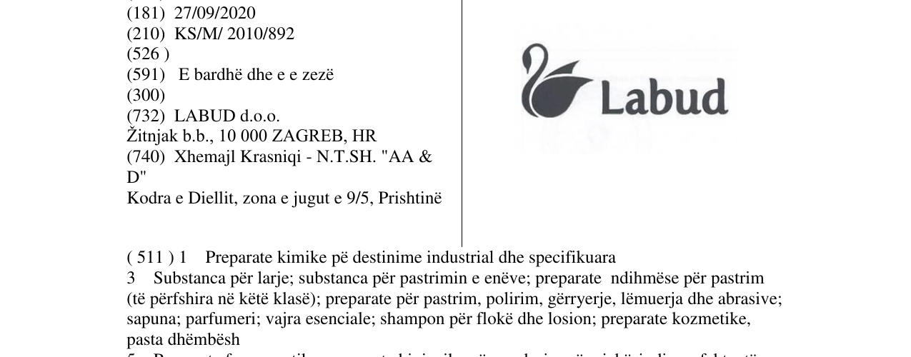 Zëri i markës Labud në buletin
