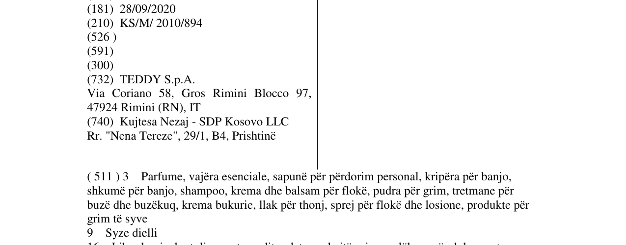 Zëri i markës TERRANOVA në buletin