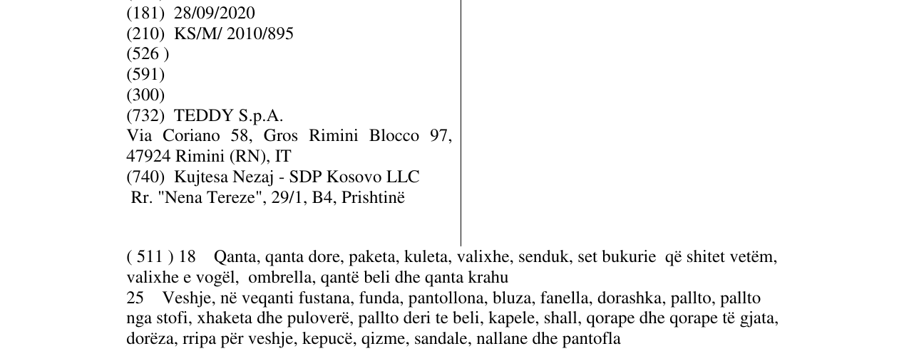 Zëri i markës RINASCIMENTO në buletin