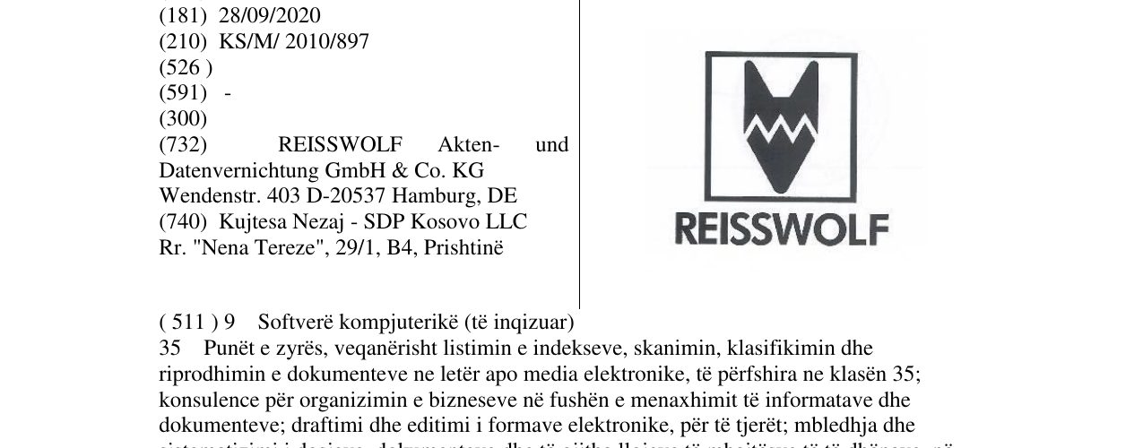 Zëri i markës REISSWOLF në buletin