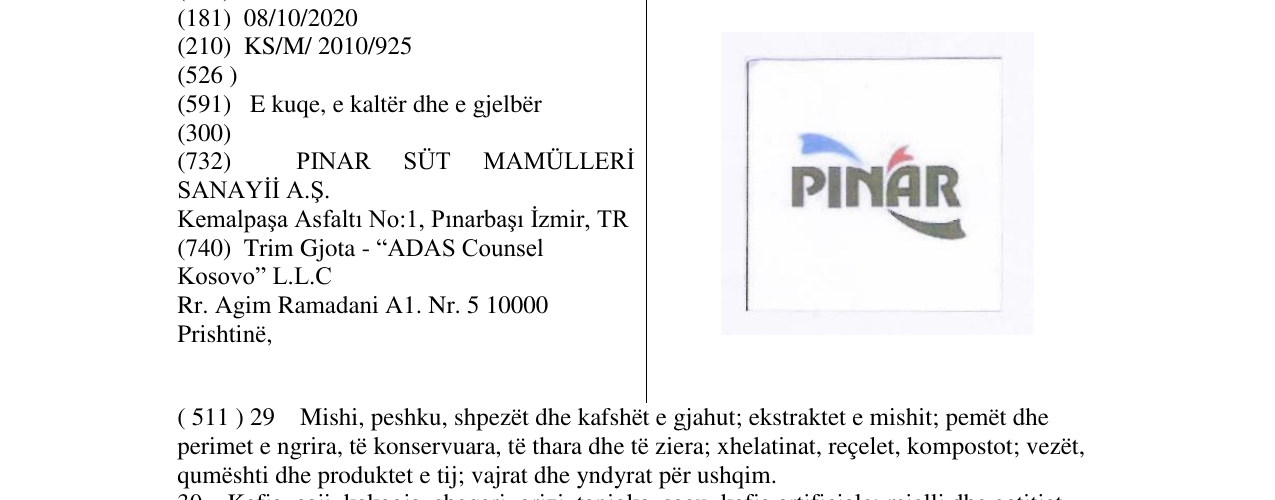 Zëri i markës PINAR në buletin
