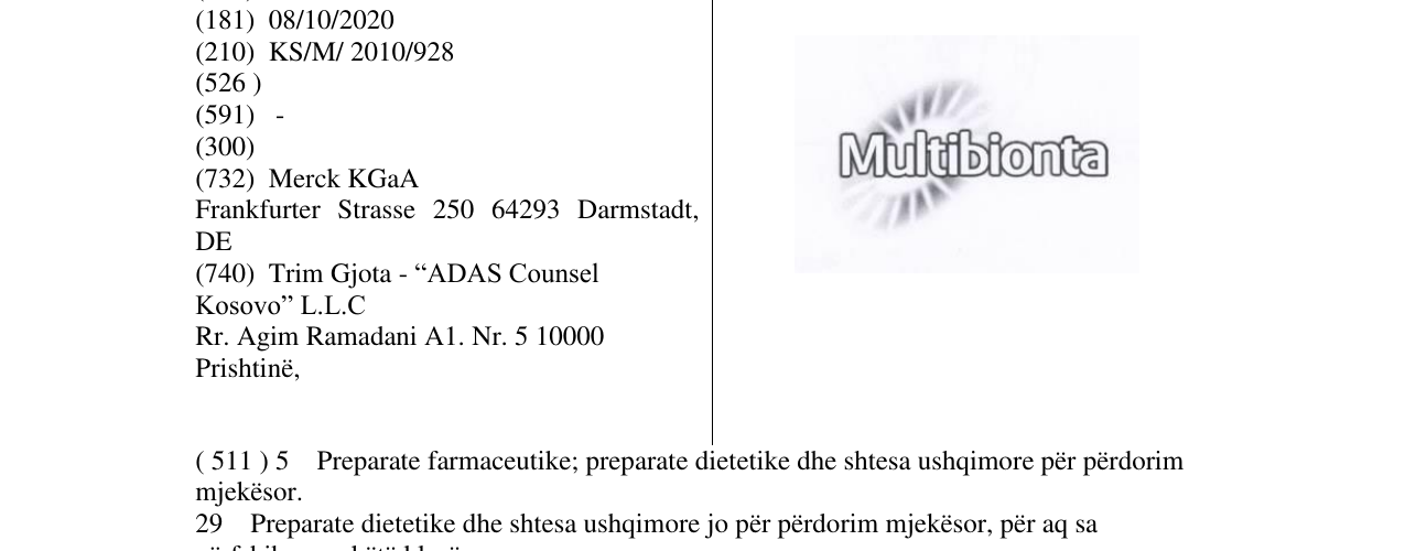 Zëri i markës Multibionta në buletin