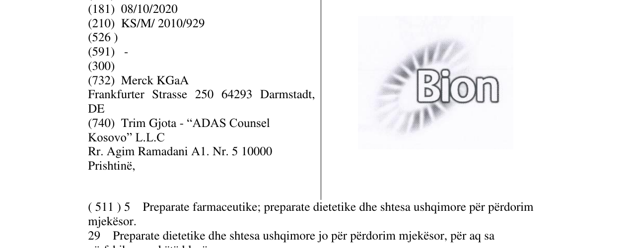 Zëri i markës Bion në buletin