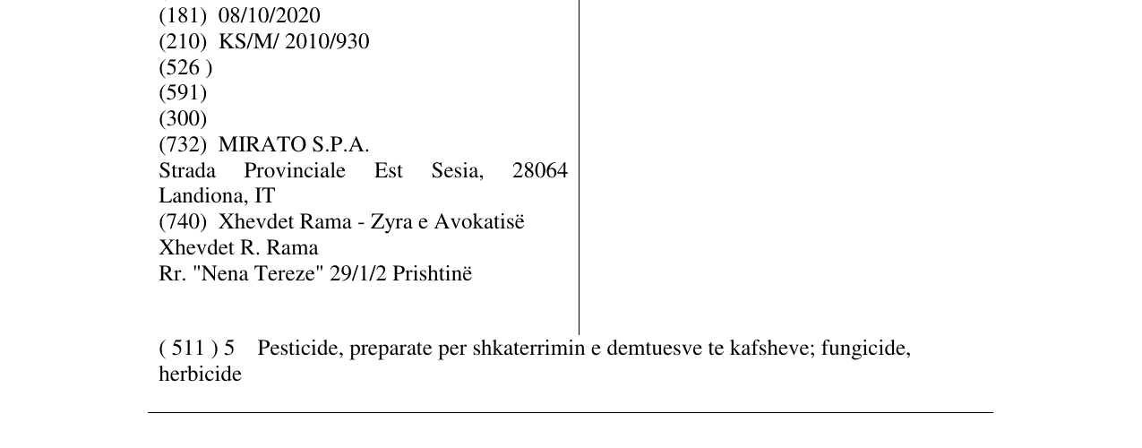 Zëri i markës H 10 në buletin