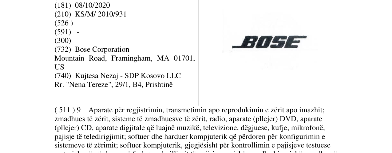 Zëri i markës BOSE në buletin