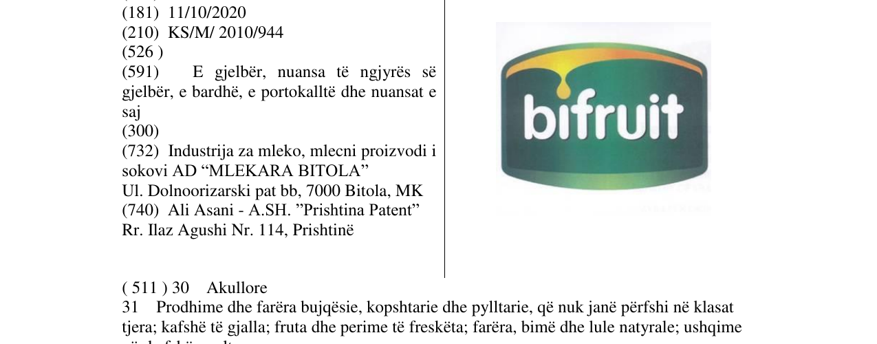 Zëri i markës bifruit në buletin
