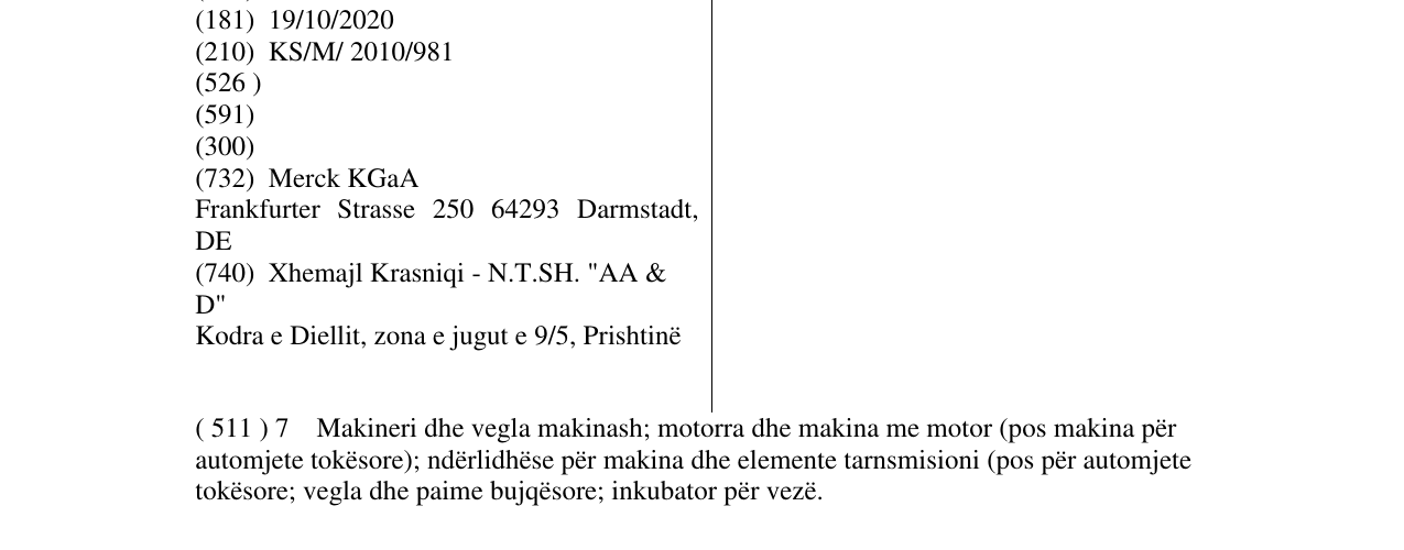 Zëri i markës MERCK në buletin
