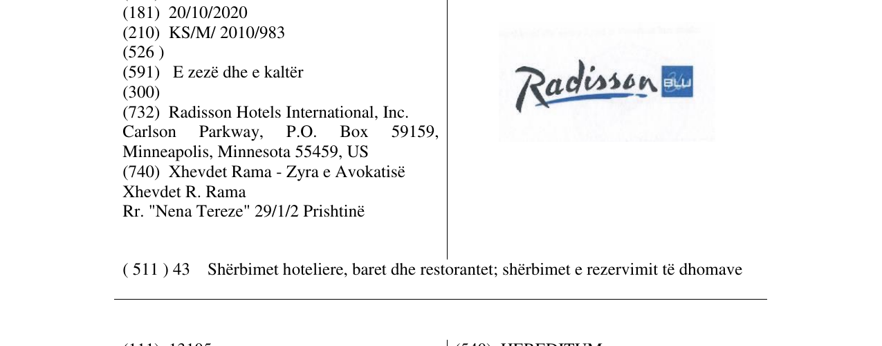 Zëri i markës Radisson BLU në buletin