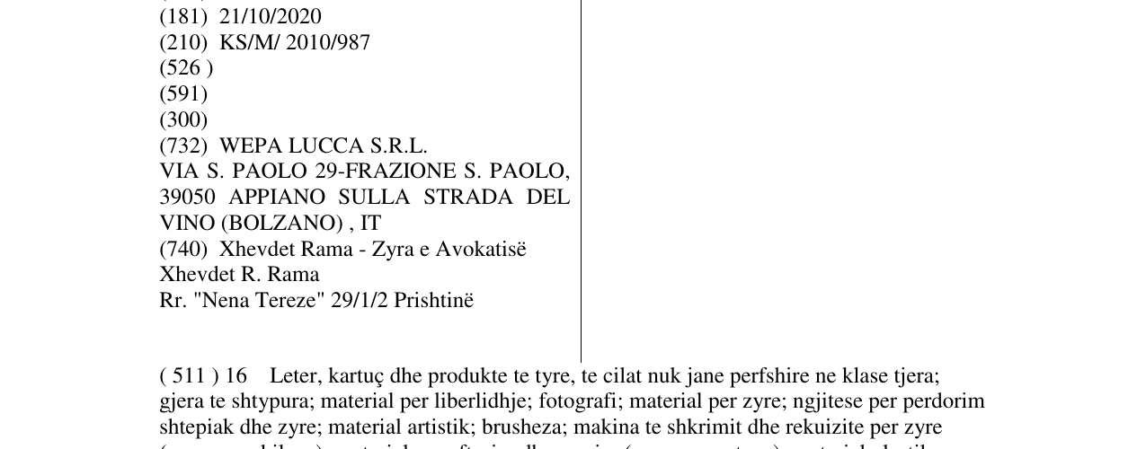 Zëri i markës PERLA në buletin