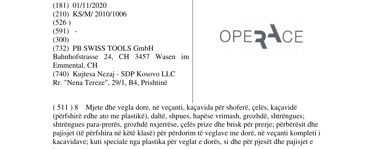 Zëri i markës OPERACE në buletin