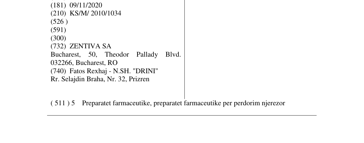 The entry of the trademark ALGOCALM in the bulletin