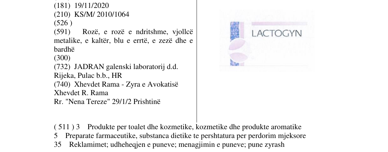 Zëri i markës LACTOGYN në buletin