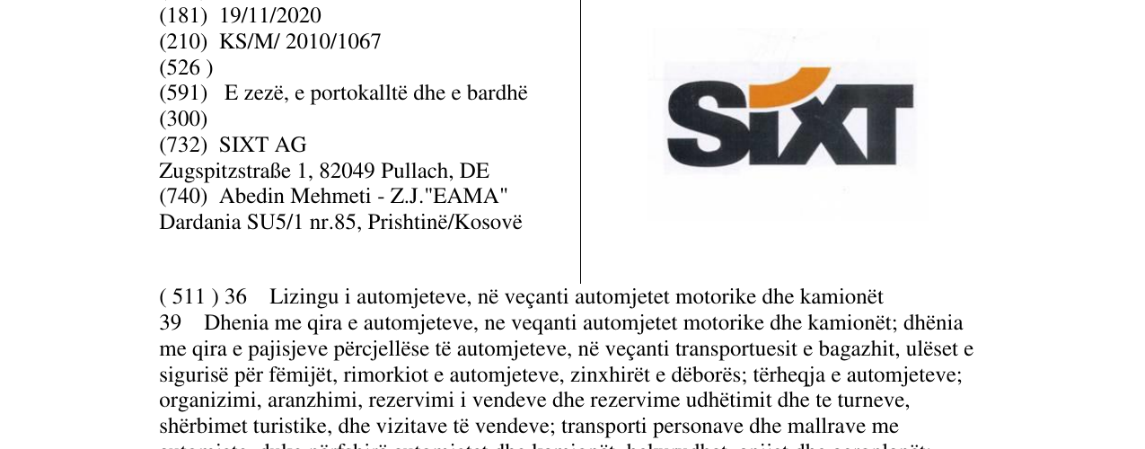 Zëri i markës SIXT në buletin