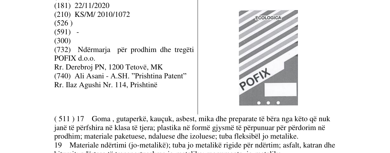 Zëri i markës ECOLOGICA - POFIX në buletin
