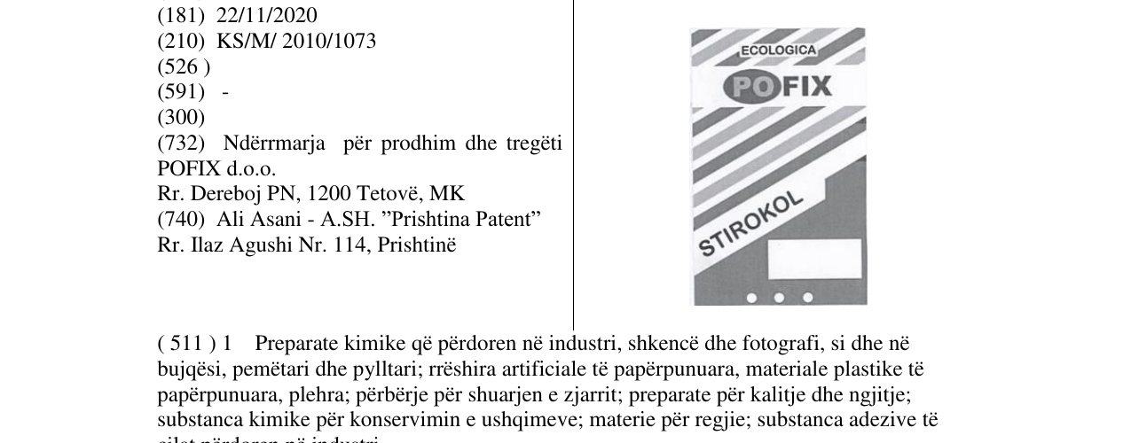 Zëri i markës ECOLOGICA POFIX STIROKOL në buletin