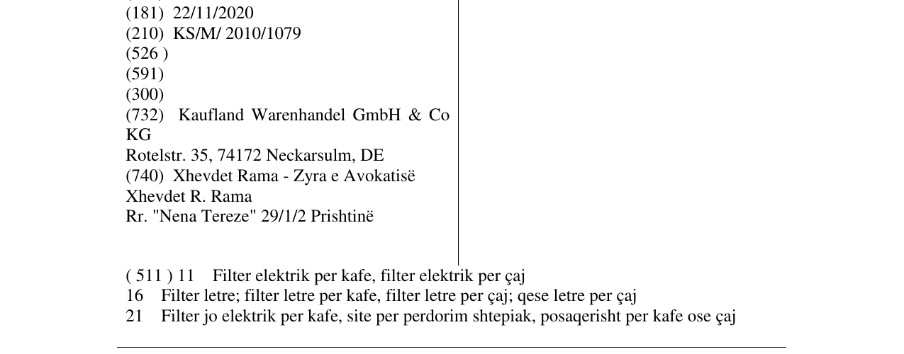 Zëri i markës CAFE ALLEGRO në buletin