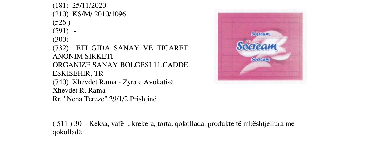 Zëri i markës Socream në buletin
