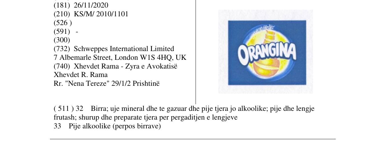 Zëri i markës ORANGINA në buletin
