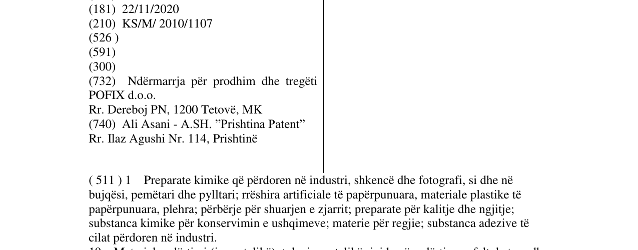 Zëri i markës POFIX PERL në buletin